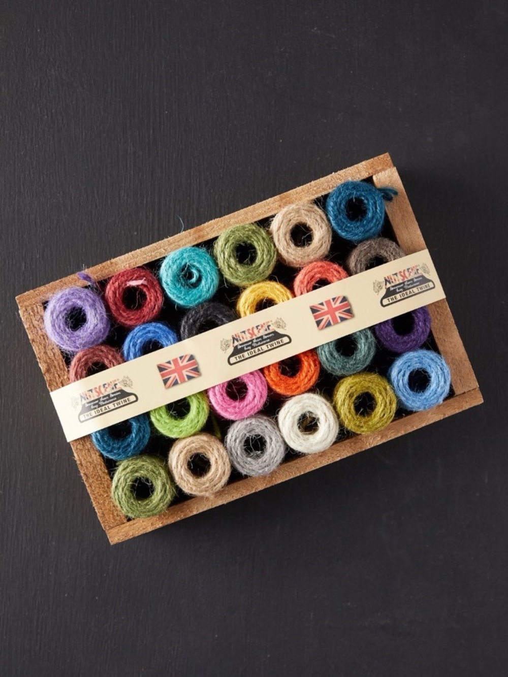 Multi-Colored Jute Twine in a Wooden Tray Decorative on Wall or For Wrapping - Picture 5 of 9